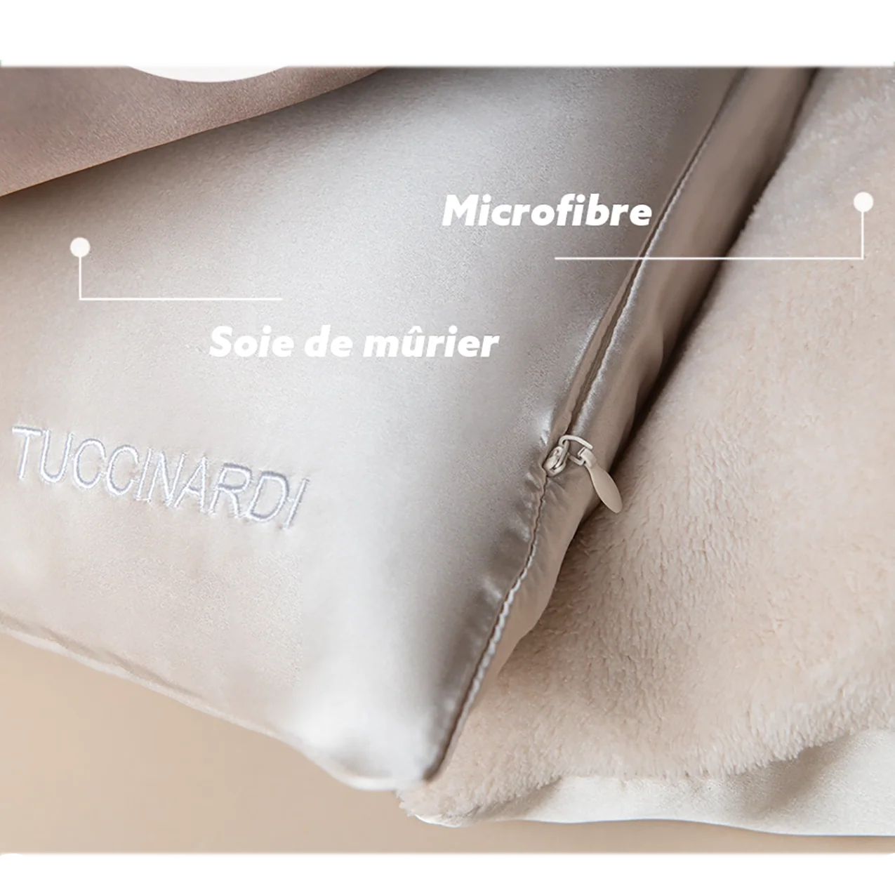 Taie d'oreiller en soie & microfibre