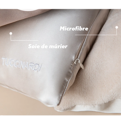 Taie d'oreiller en soie & microfibre
